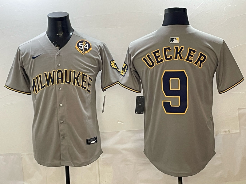 Men 2026 Milwaukee Brewers #9 Uecker grey Game Nike MLB Jersey 0401001->milwaukee brewers->MLB Jersey